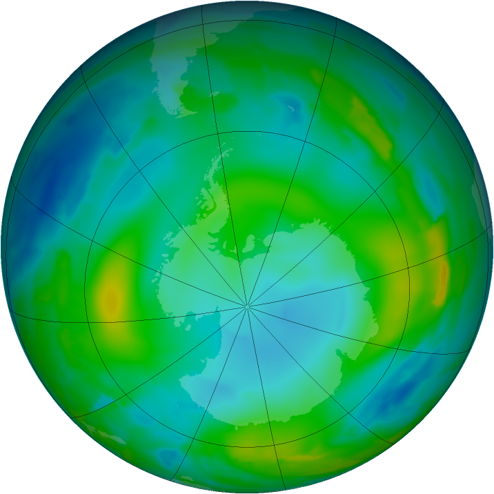 Antarctic ozone map for 18 June 2012